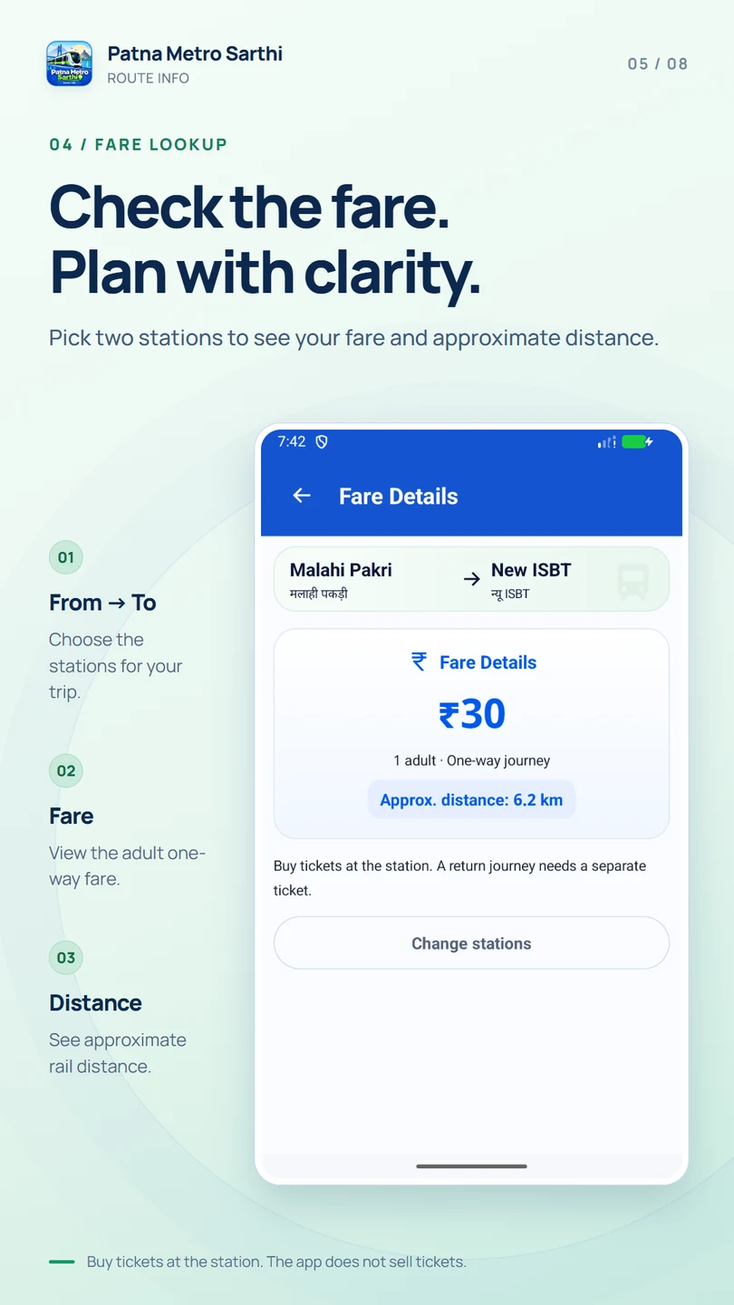 Fare details — Patna Metro Sarthi Android