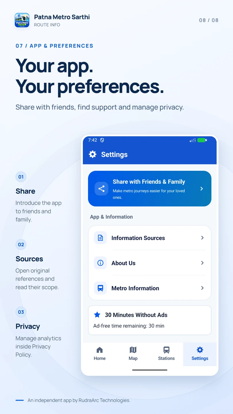 Settings and sources — Patna Metro Sarthi Android